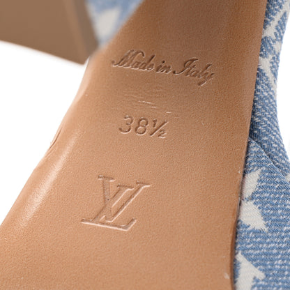 Louis Vuitton Monogram Jacquard Denim Platform Sandals 38.5 Blue 7 of 11