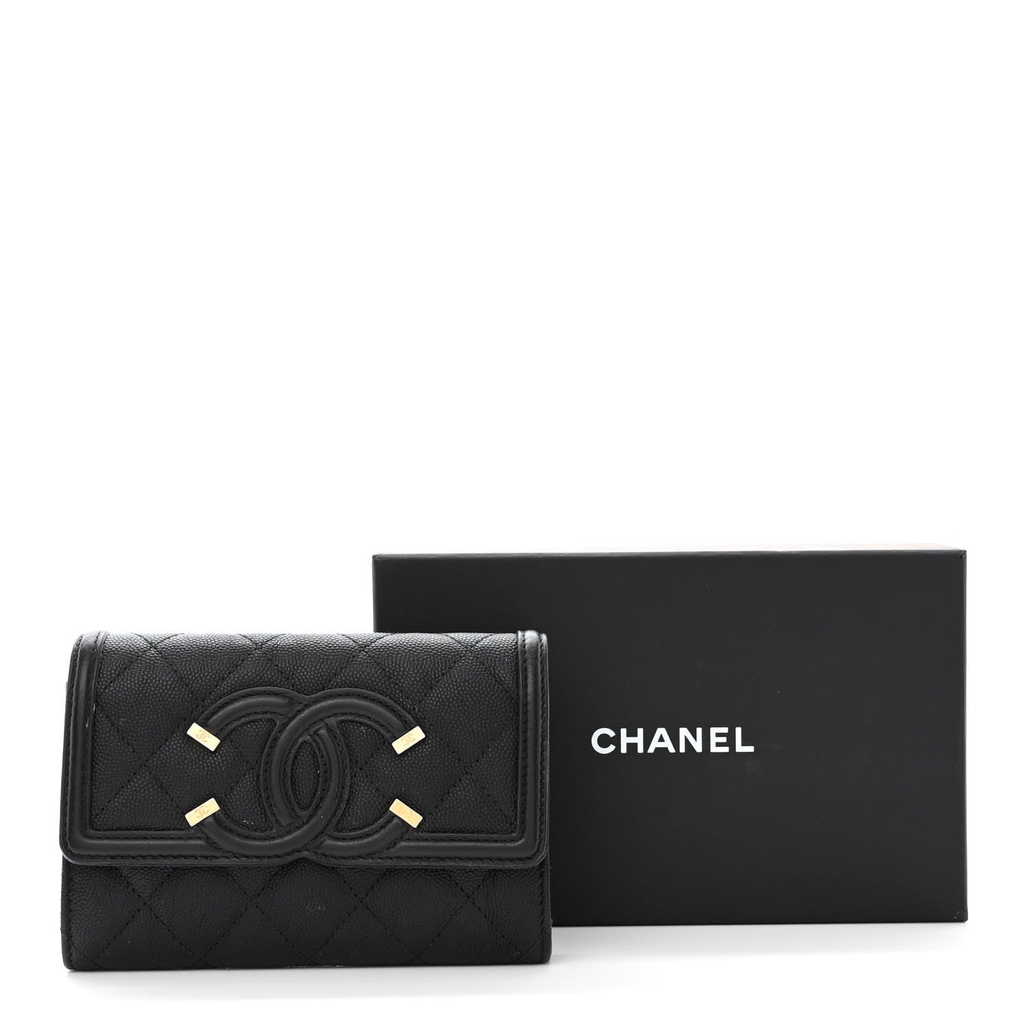 Chanel Caviar Quilted Medium Filigree Flap Wallet Black 12 of 12