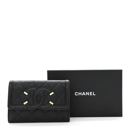 Chanel Caviar Quilted Medium Filigree Flap Wallet Black 12 of 12
