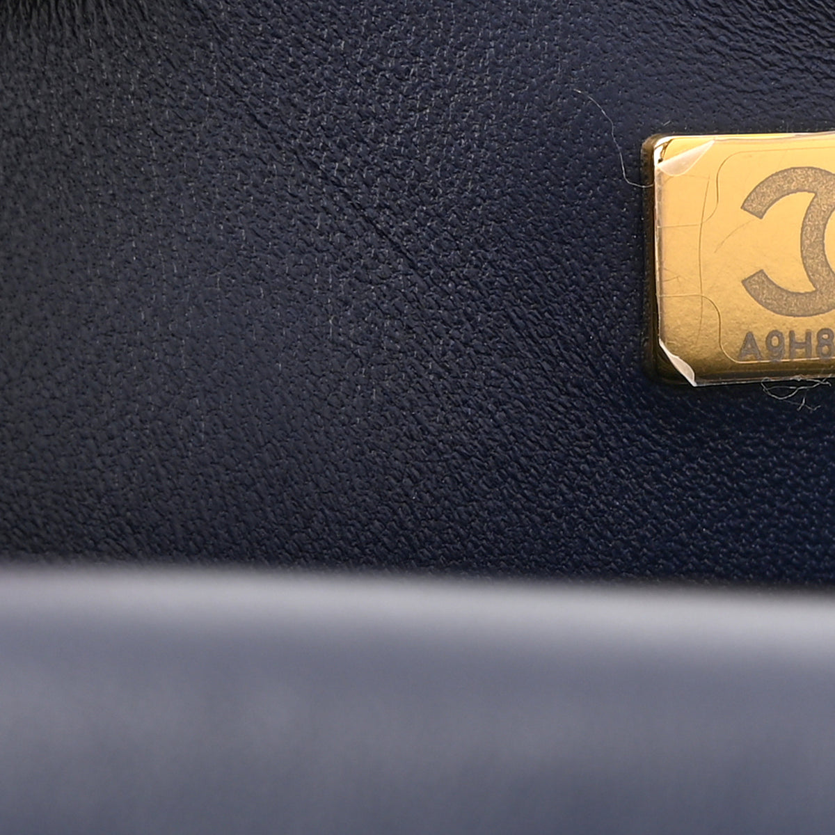 Lambskin Quilted Mini Top Handle Rectangular Flap Navy Blue