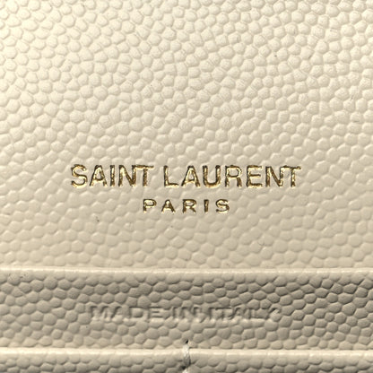 Saint Laurent Grain De Poudre Matelasse Chevron Monogram Chain Wallet Blanc Vintage 6 of 6