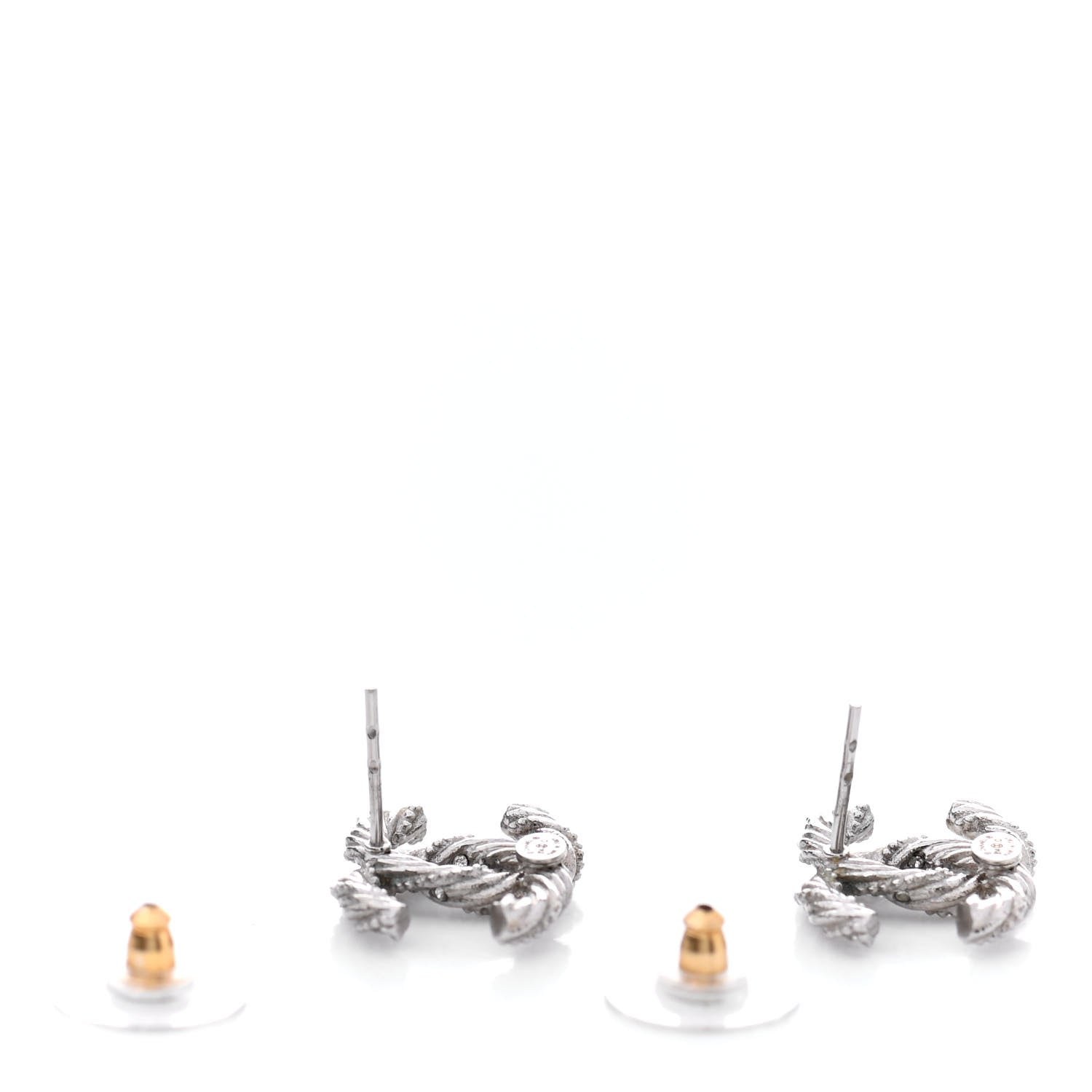 Chanel Crystal CC Twisted Earrings Silver 3 of 5