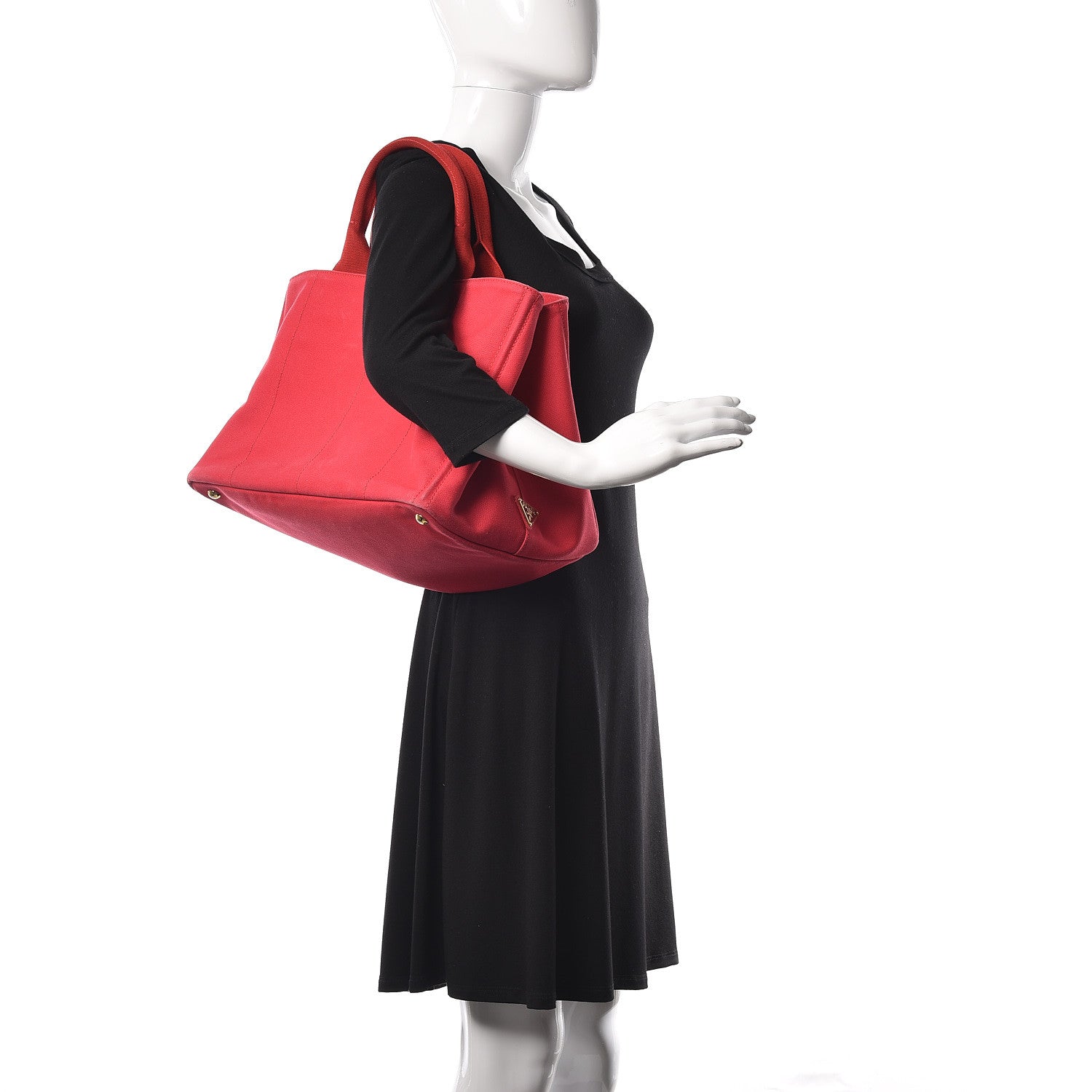 Prada Canapa Large Logo Shopping Tote Rosso 3 of 14