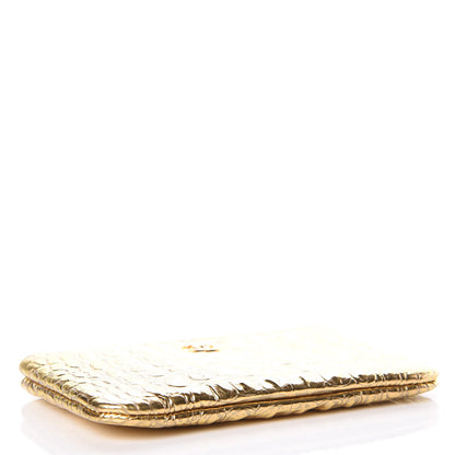 Chanel Metallic Calfskin Crocodile Embossed Cocodile Small Cosmetic Case Gold 4 of 8