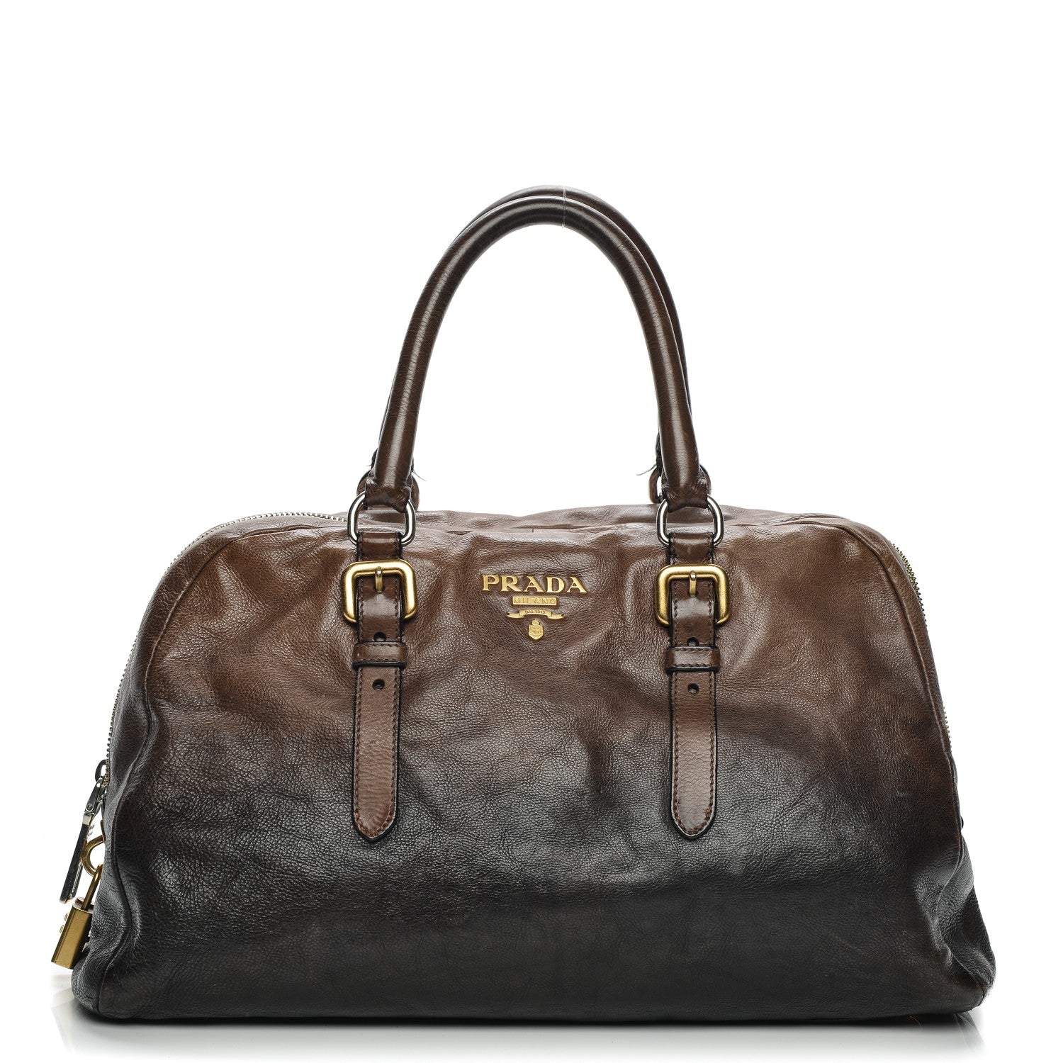 Prada Glace Calf Bowler Bag Militare 1 of 10