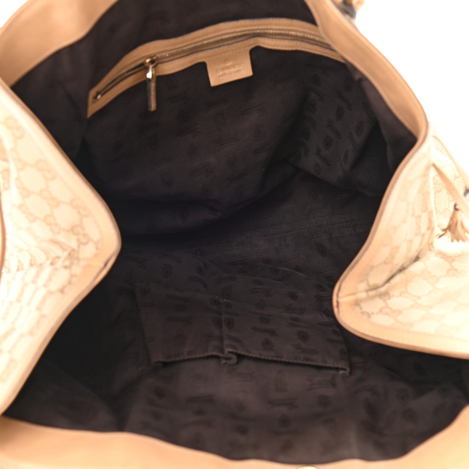Gucci Monogram Web Large Tassel Tote Beige 7 of 17
