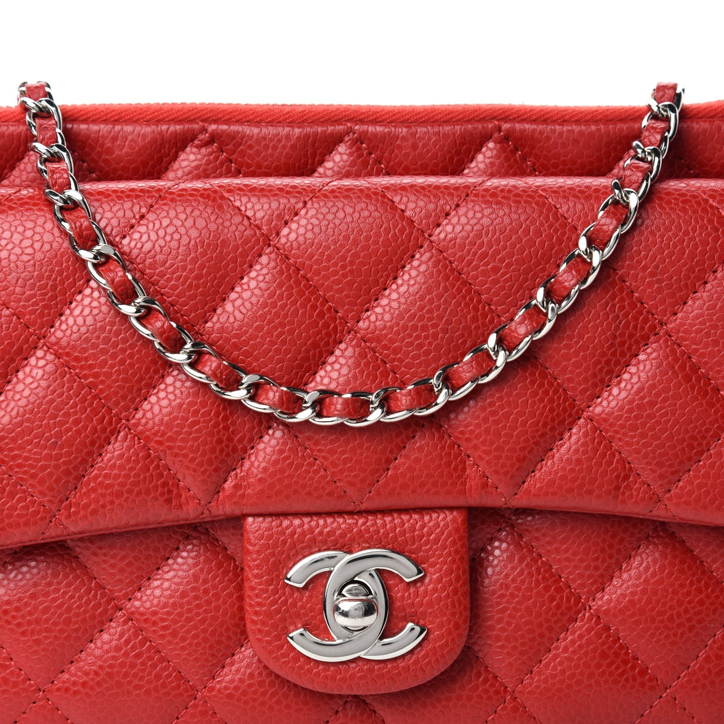 Caviar Quilted Daily Zip Crossbody Bag Red