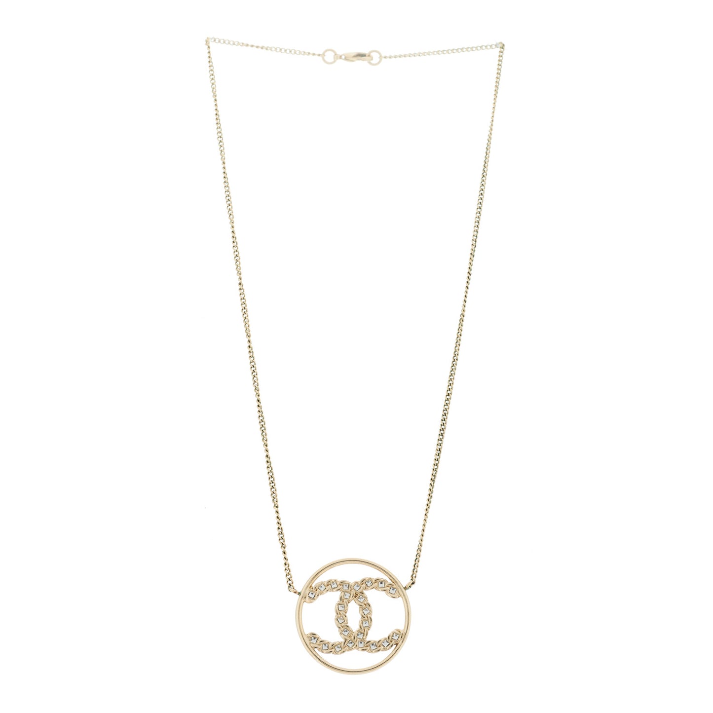 Baguette Crystal High Society CC Pendant Necklace Gold