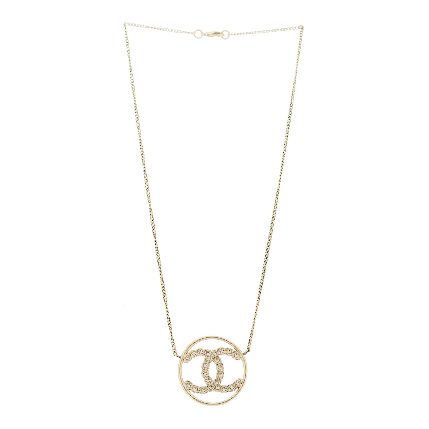Chanel Baguette Crystal High Society CC Pendant Necklace Gold 3 of 6
