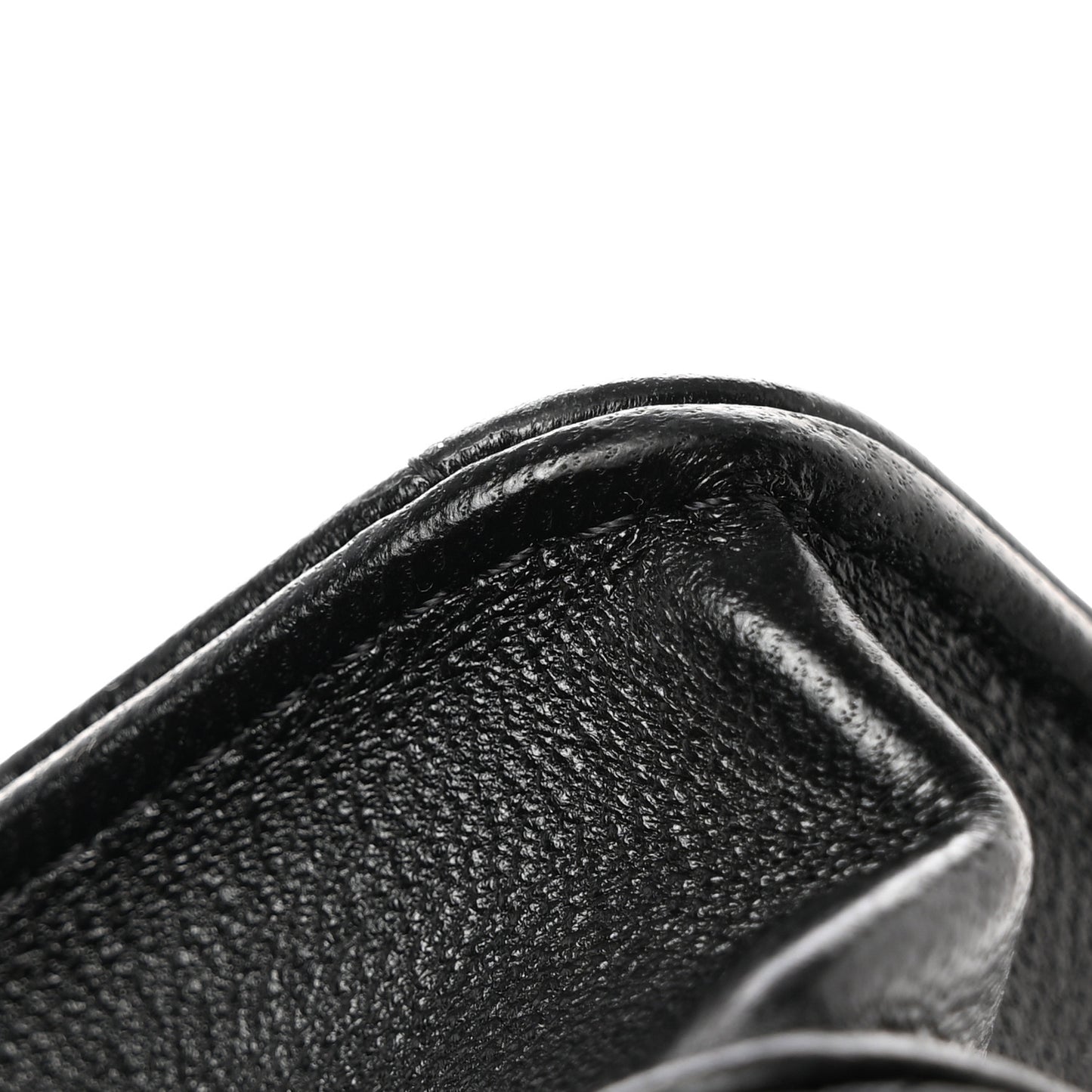 Lambskin Quilted CC Hook Card Holder Black