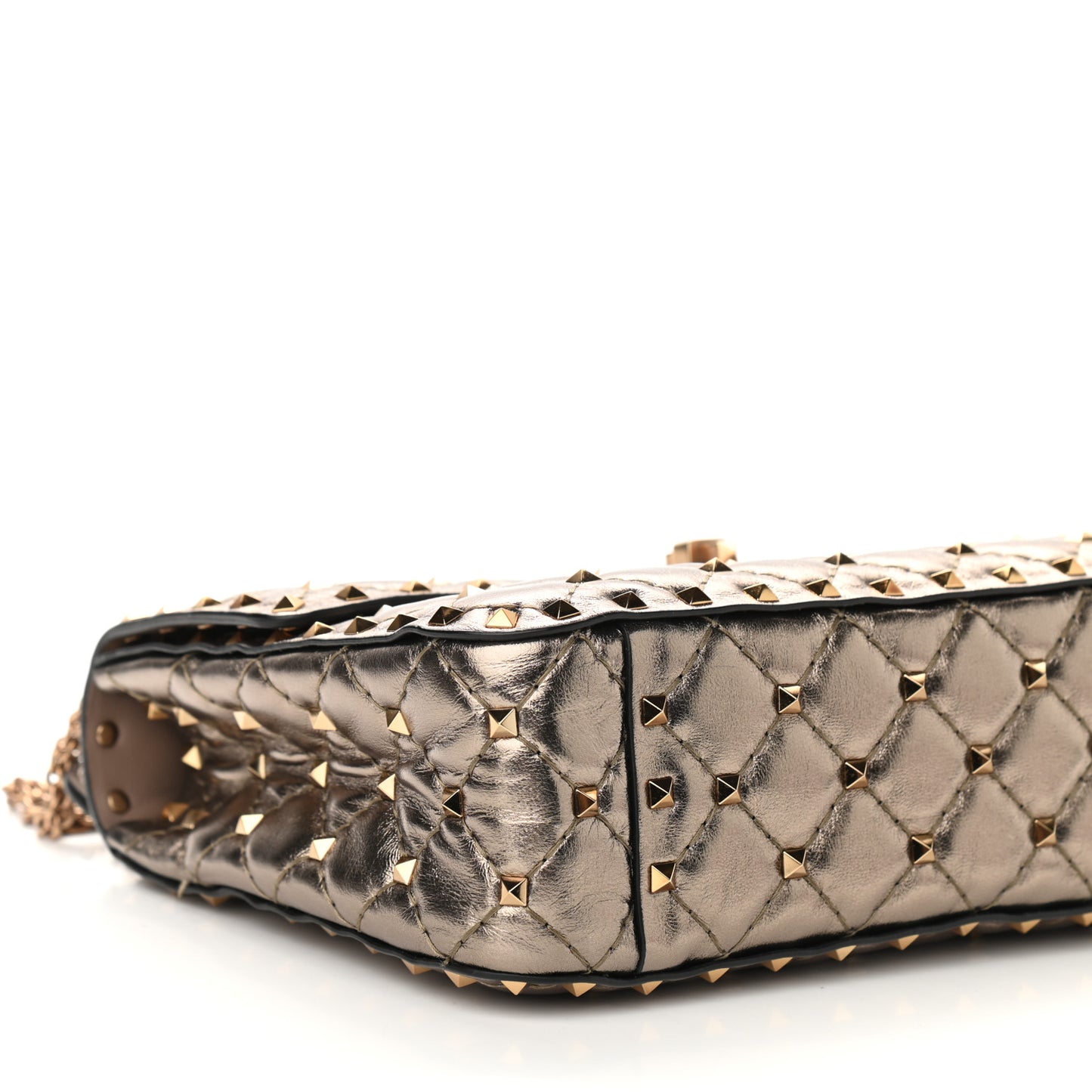 Metallic Lambskin Medium Rockstud Spike Shoulder Bag Sasso