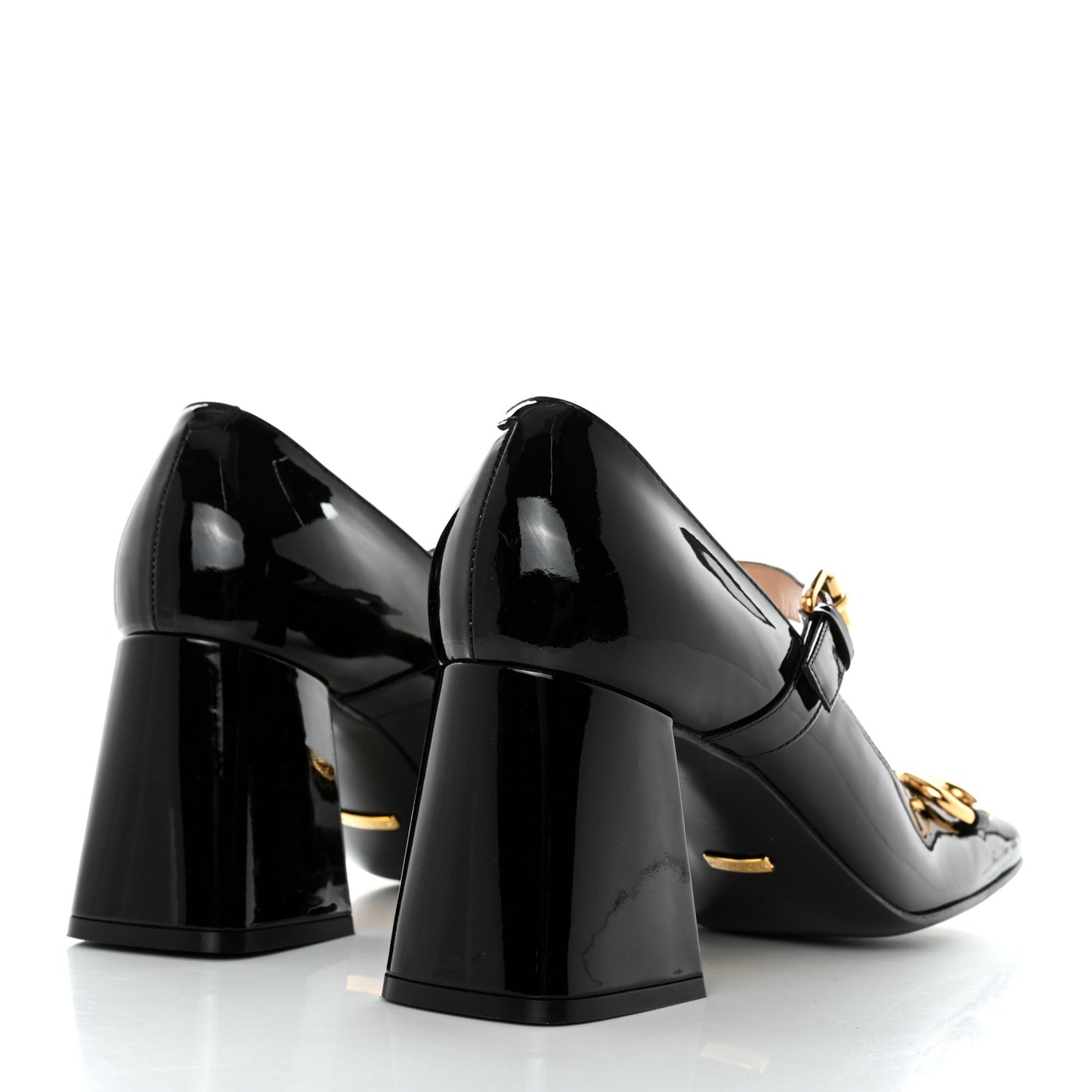 Patent Womens Horsebit Mid-Heel Mary Jane Pumps 41 Black