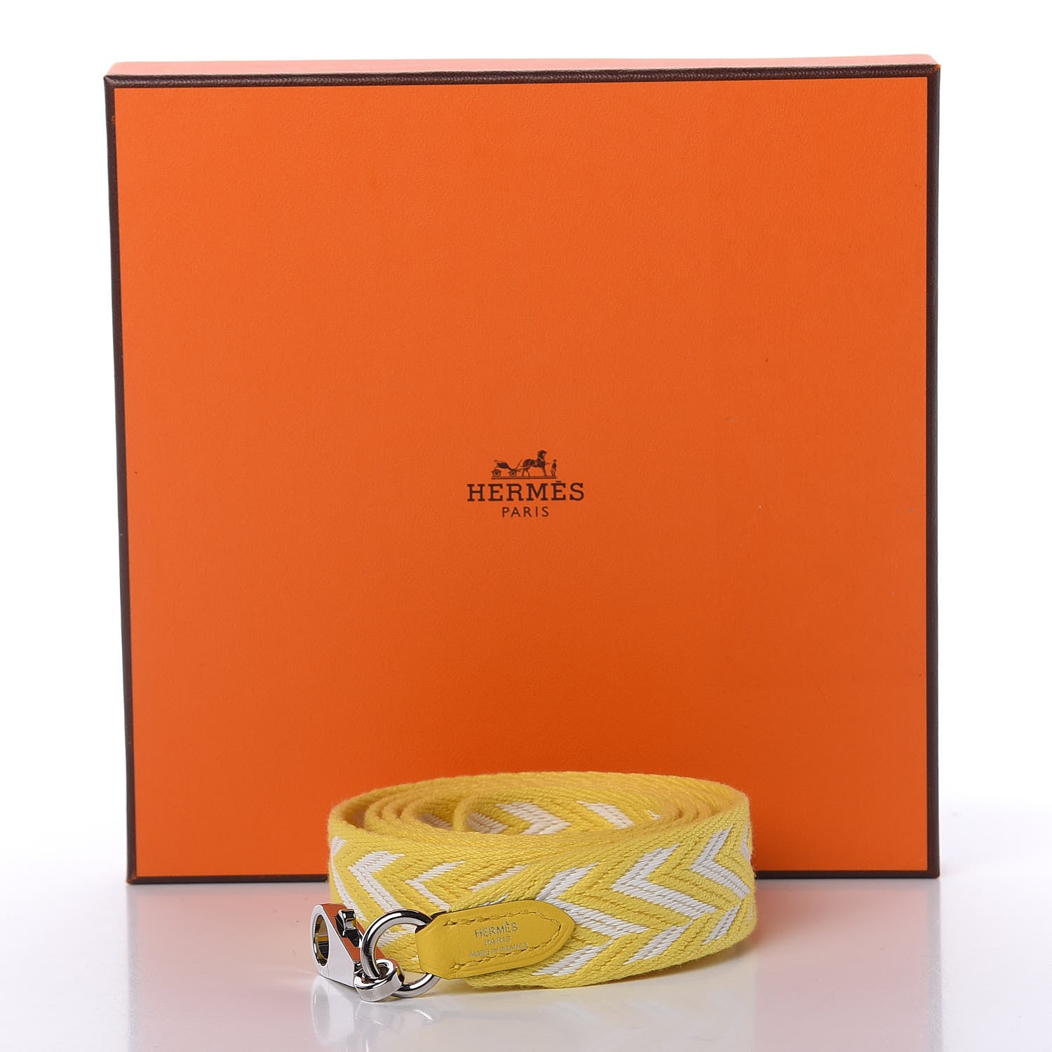 Hermes Toile Swift 25mm Sangle ZigZag Shoulder Strap Jaune de Naples White 5 of 5