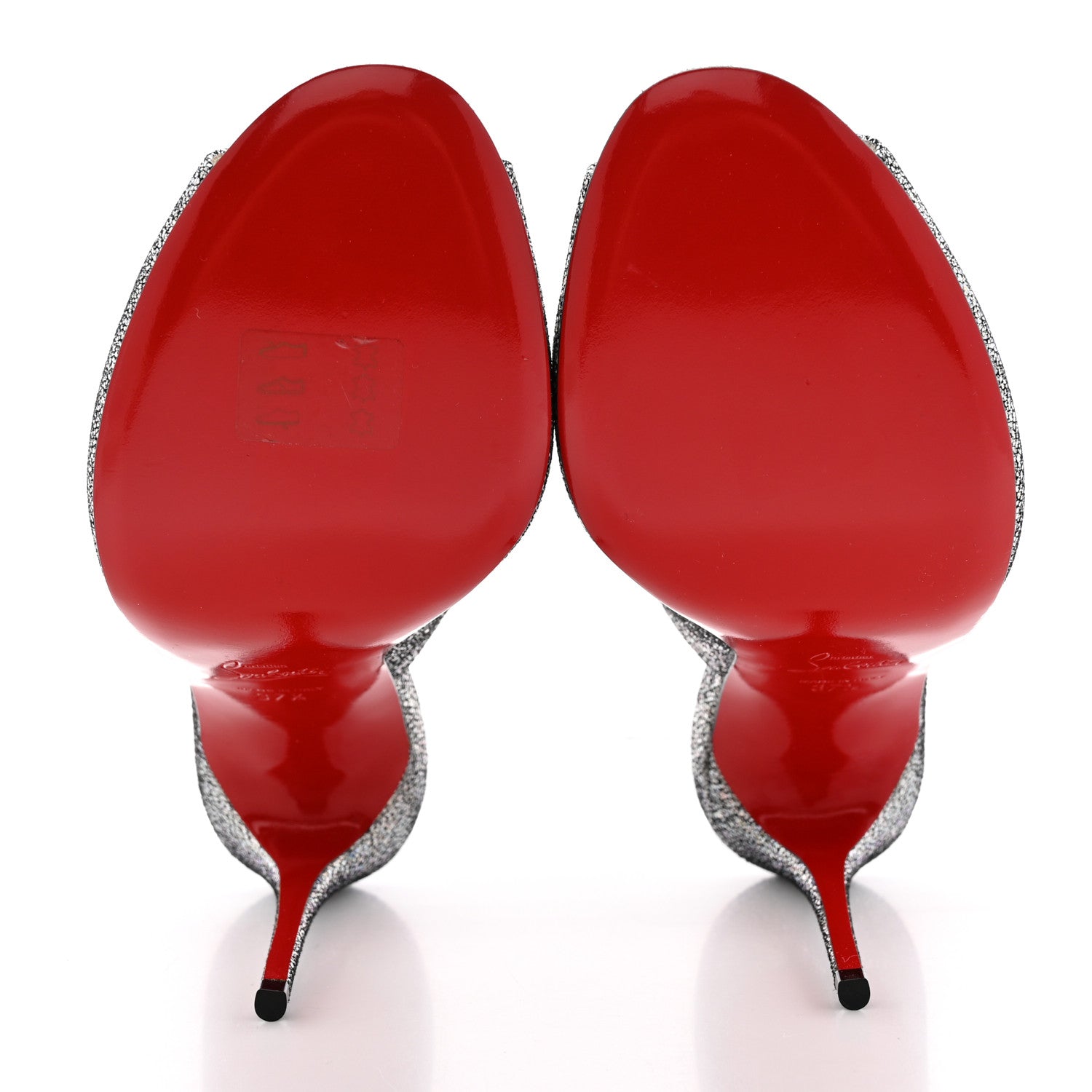 Christian Louboutin Nappa Mica PVC Glitter Predumule 100 Pumps 37.5 Silver 5 of 9