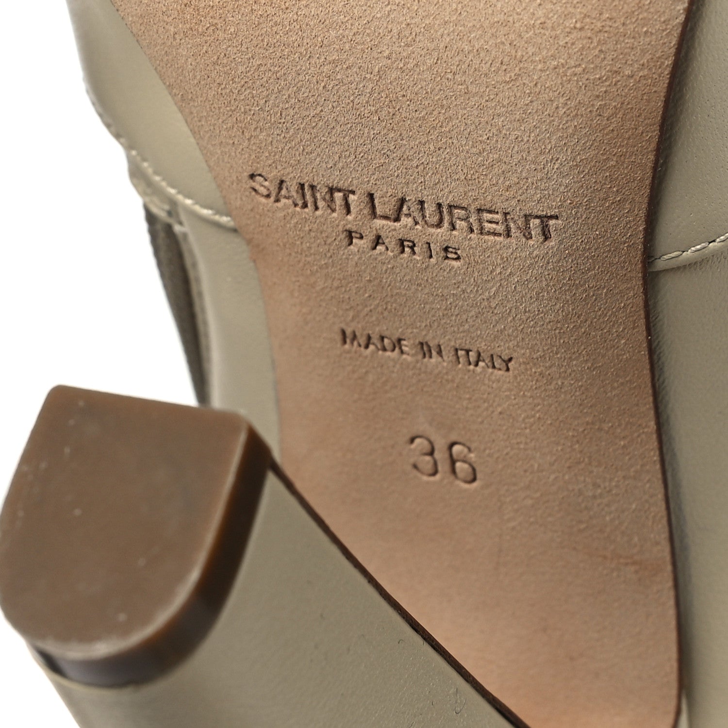 Saint Laurent Calfskin Knee High Skinny Boots 36 Eggshell 6 of 8