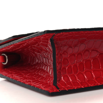 Christian Louboutin Calfskin Alligator Embossed Elisa Baguette Red 9 of 10