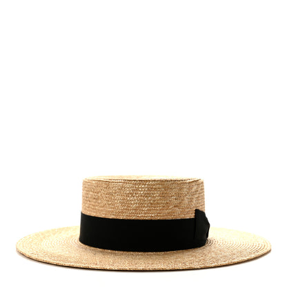 Gucci Glittered Straw Grosgrain Wide Brim Hat XL Gold Black 6 of 10