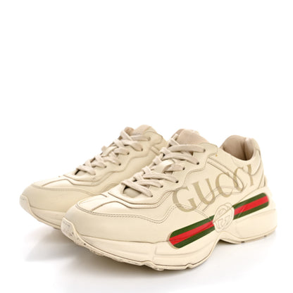 Gucci Calfskin Logo Womens Rhyton Sneakers 37 Ivory 4 of 13