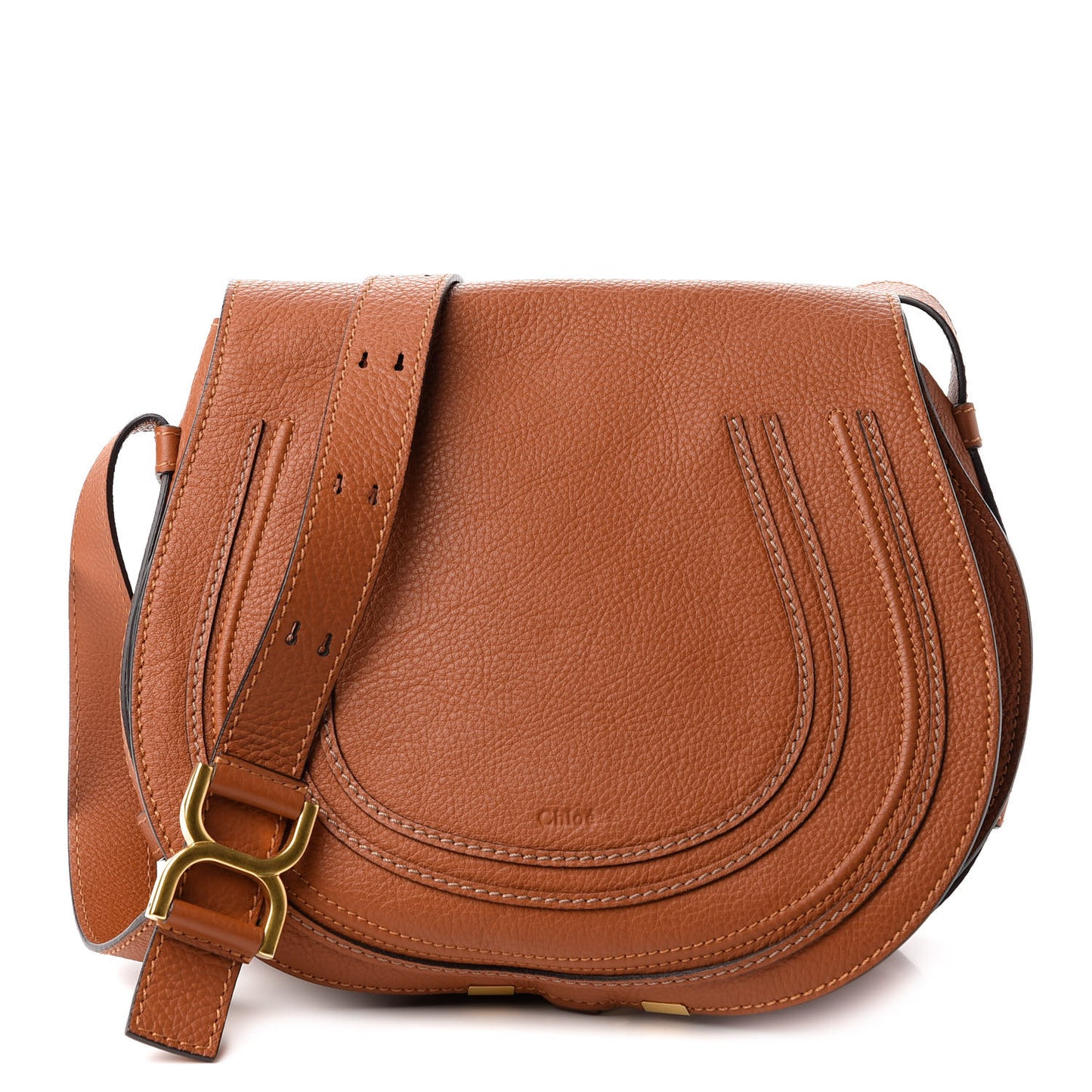Calfskin Medium Marcie Round Crossbody Bag Tan