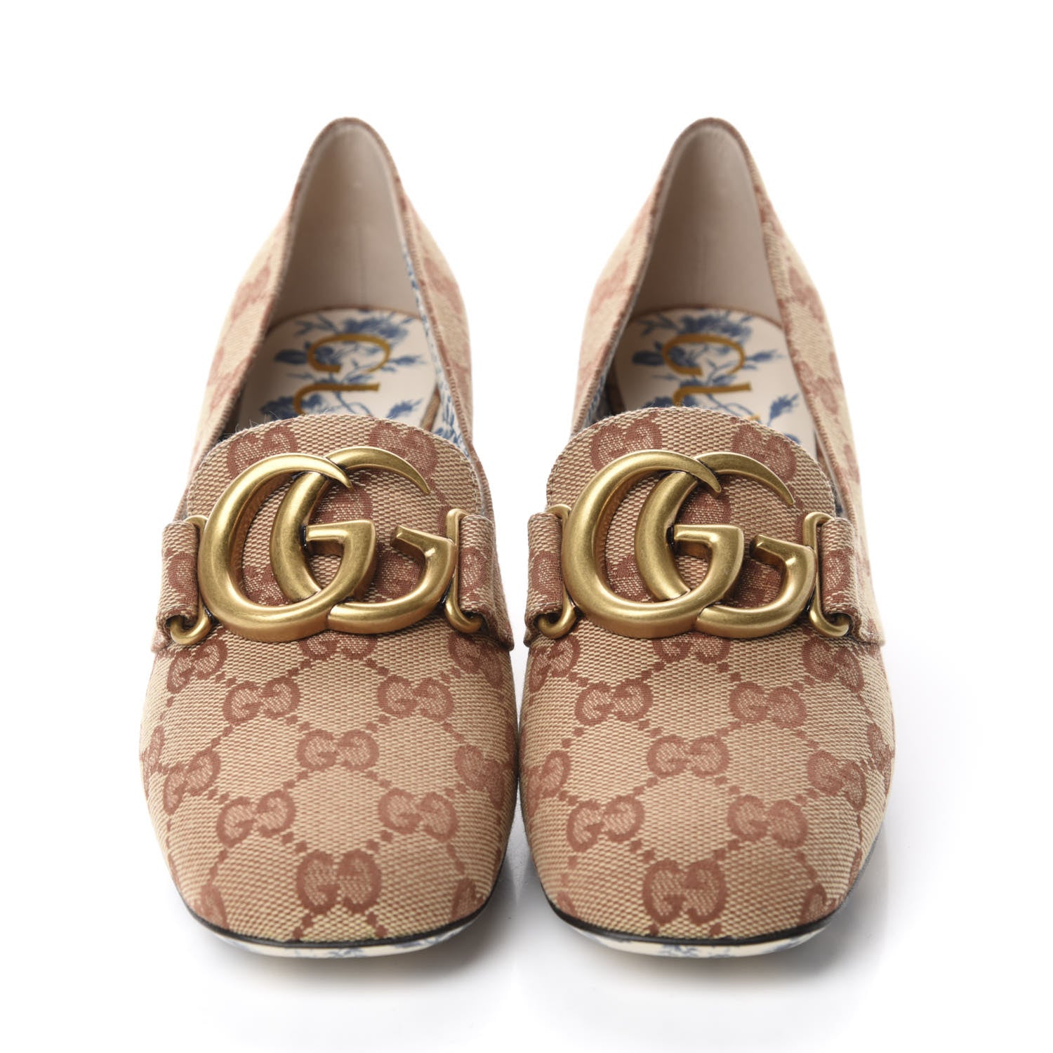 Gucci Monogram GG Victoire 55mm Loafer Pumps 38.5 Beige Ruggine 2 of 10