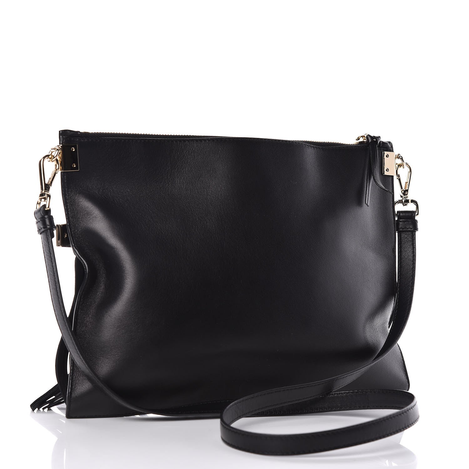 Versace Calfskin Palazzo Fringe Crossbody Bag Black 3 of 9