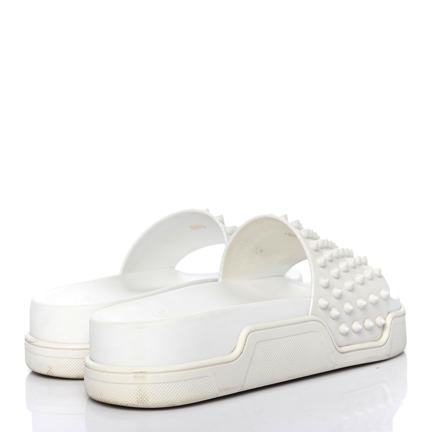 Calfskin Donna Studded Pool Fun Platform Flat Slide Sandals 36.5 White