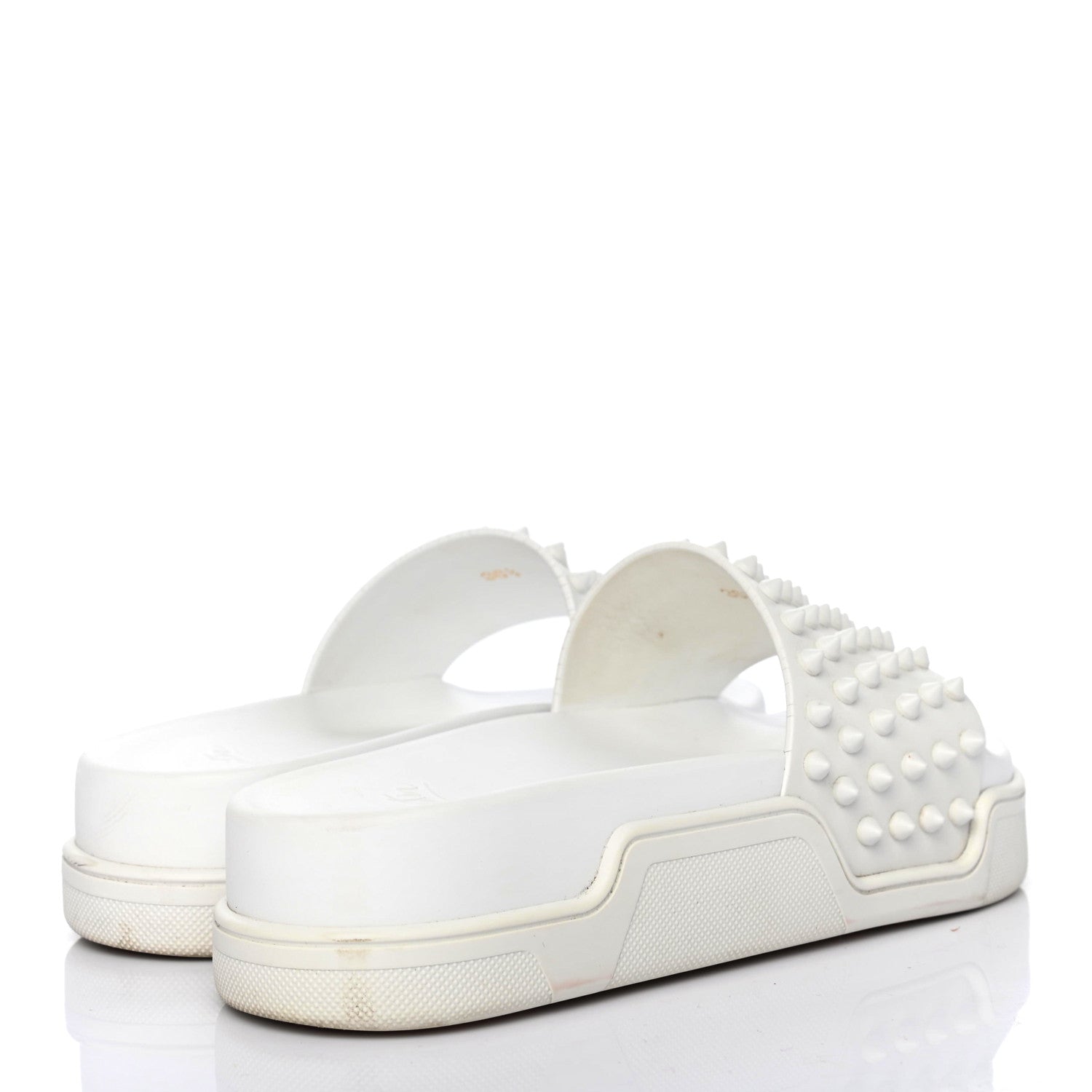 Christian Louboutin Calfskin Donna Studded Pool Fun Platform Flat Slide Sandals 36.5 White 3 of 4