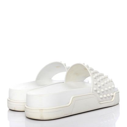 Christian Louboutin Calfskin Donna Studded Pool Fun Platform Flat Slide Sandals 36.5 White 3 of 4