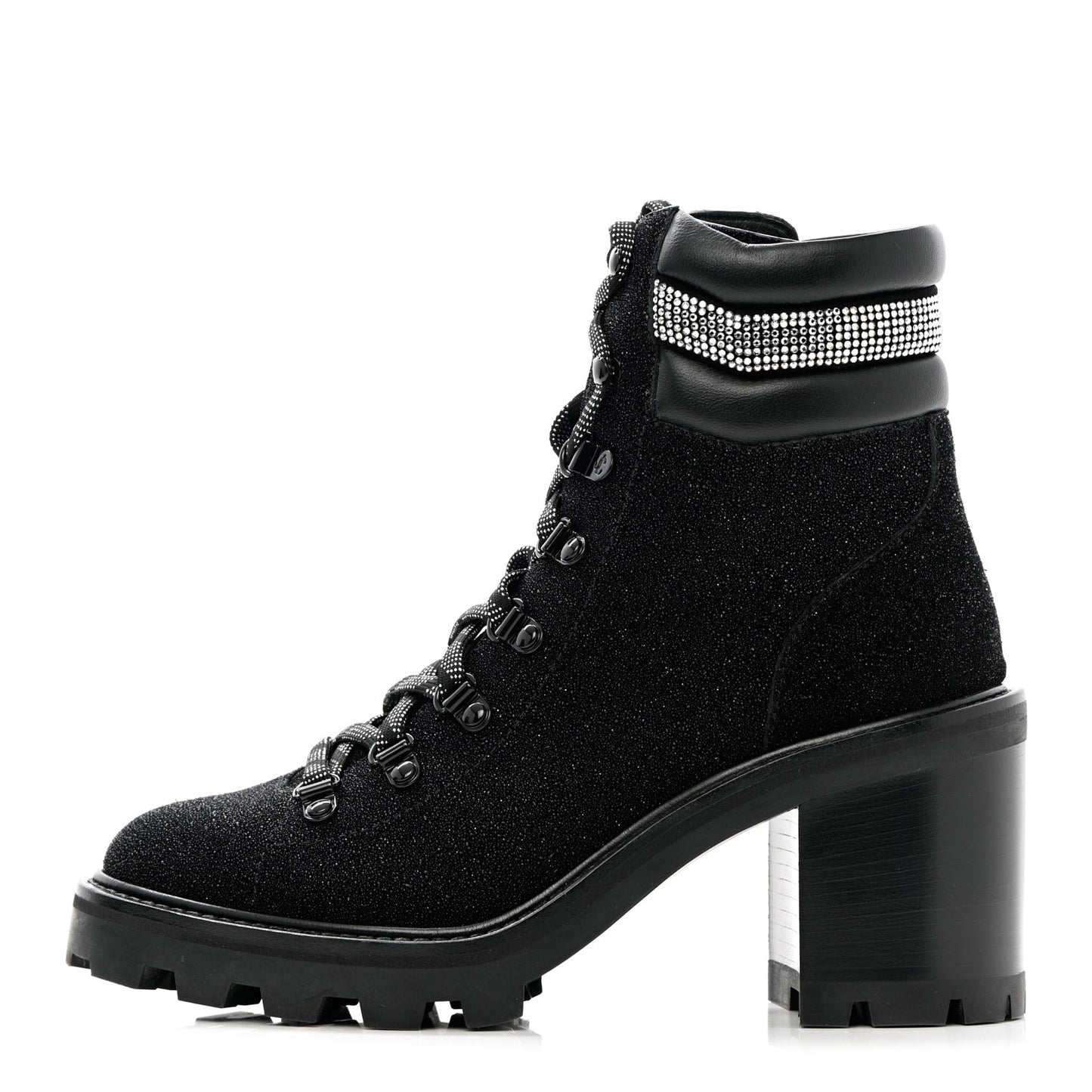 Suede Glitter Crystal Embellished Womens Eshe 65 Hiking Boots 38 Black