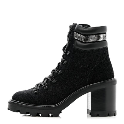 Jimmy Choo Suede Glitter Crystal Embellished Womens Eshe 65 Hiking Boots 38 Black 1 of 10