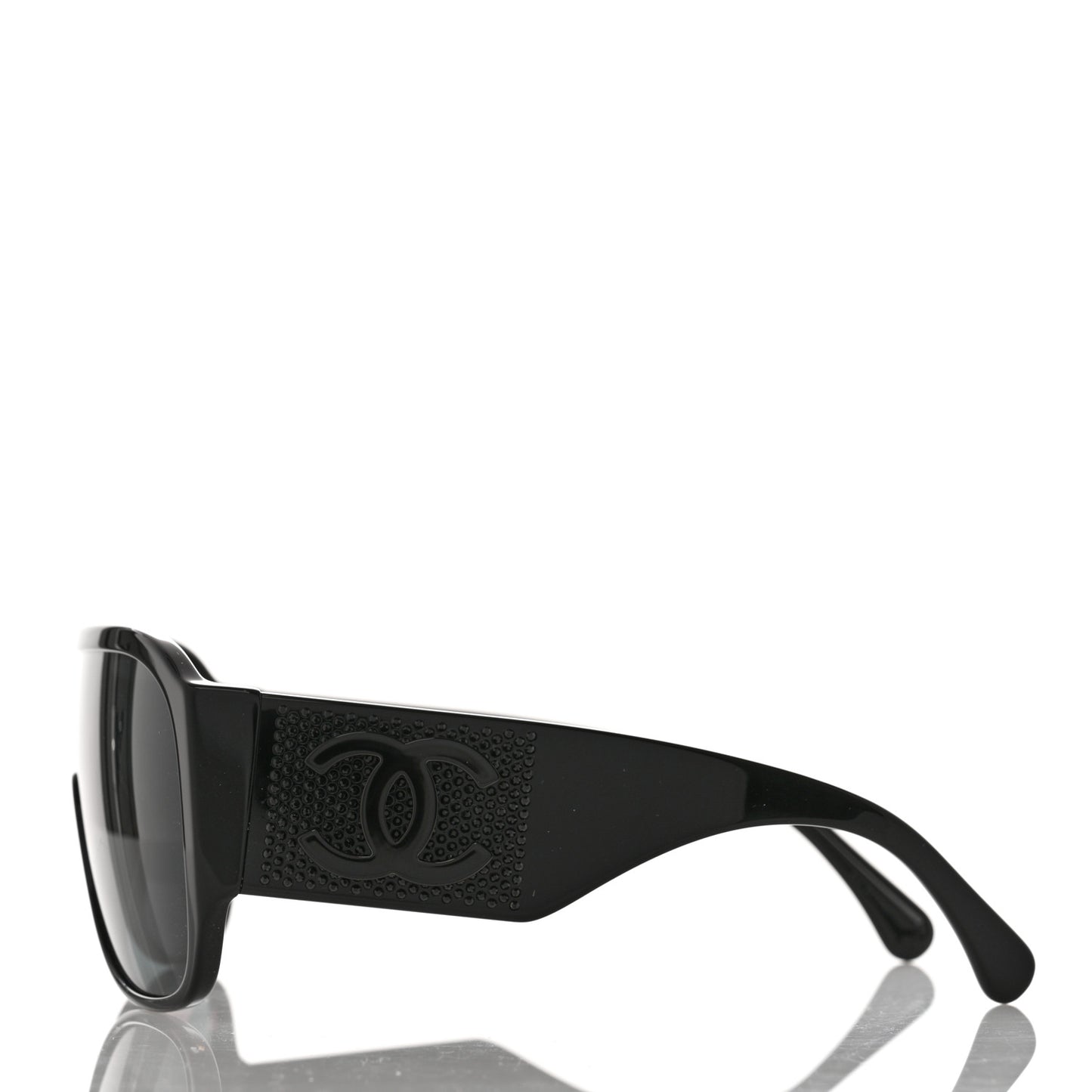 Acetate Crystal CC Shield Sunglasses 5466-B Black