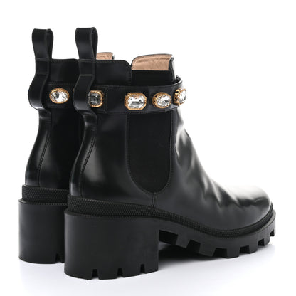 Gucci Calfskin Crystal GG Trip Chelsea Ankle Boots 39.5 Black 4 of 9