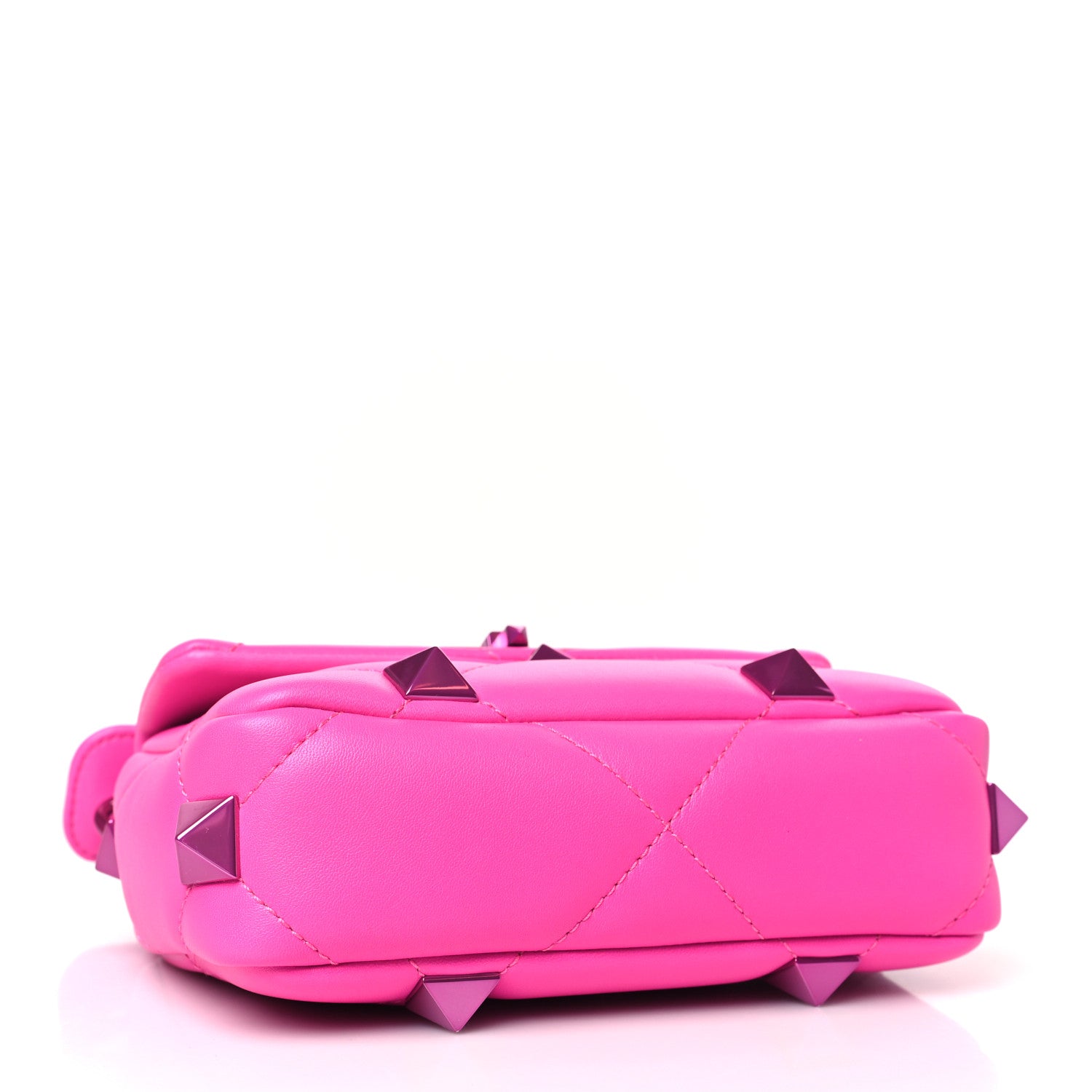 Valentino Garavani Nappa Lacquer Monochrome Small Roman Stud Shoulder Bag Pink PP 4 of 8