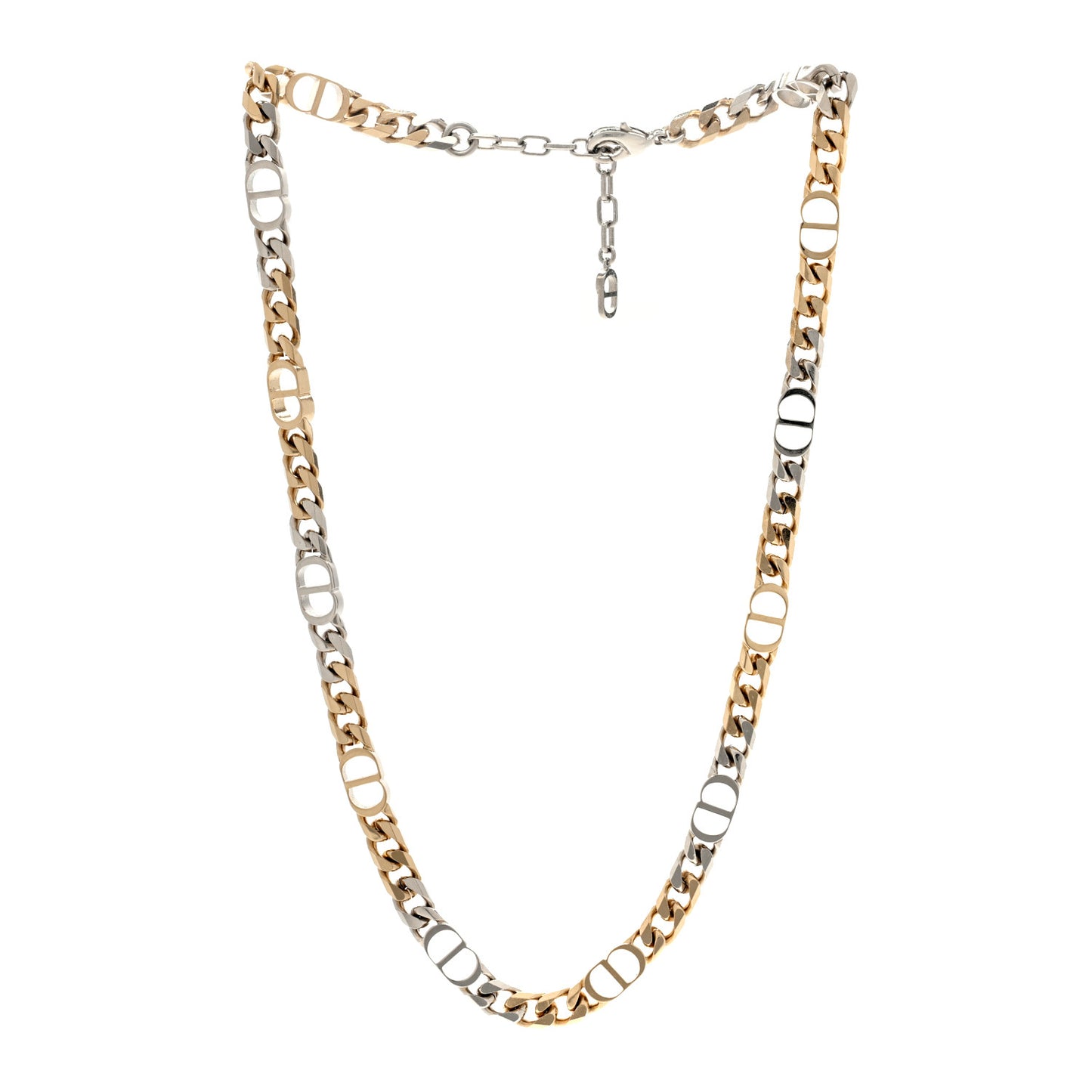 Brass CD Icon Thin Chain Link Necklace Silver