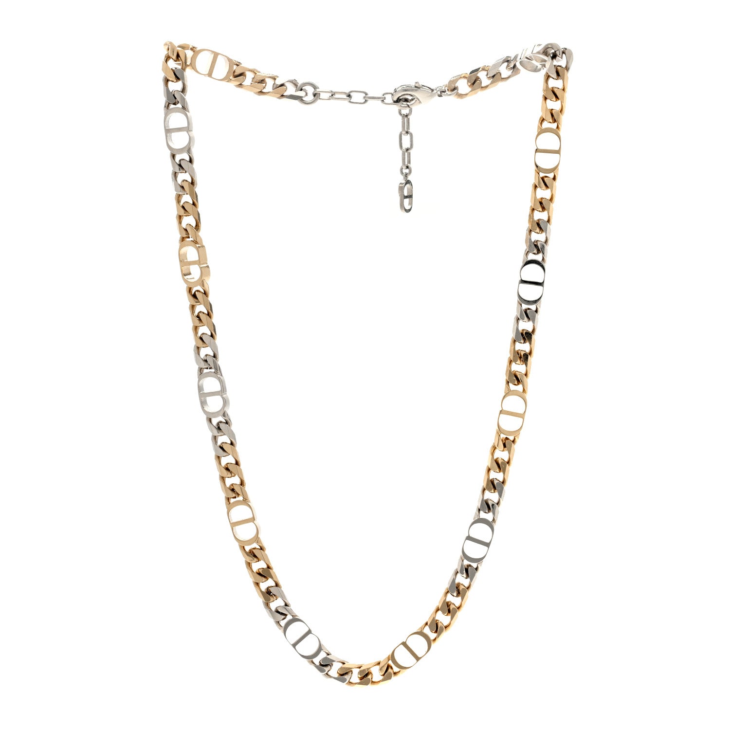 Christian Dior Brass CD Icon Thin Chain Link Necklace Silver 3 of 4