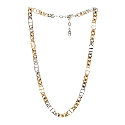 Christian Dior Brass CD Icon Thin Chain Link Necklace Silver 3 of 4