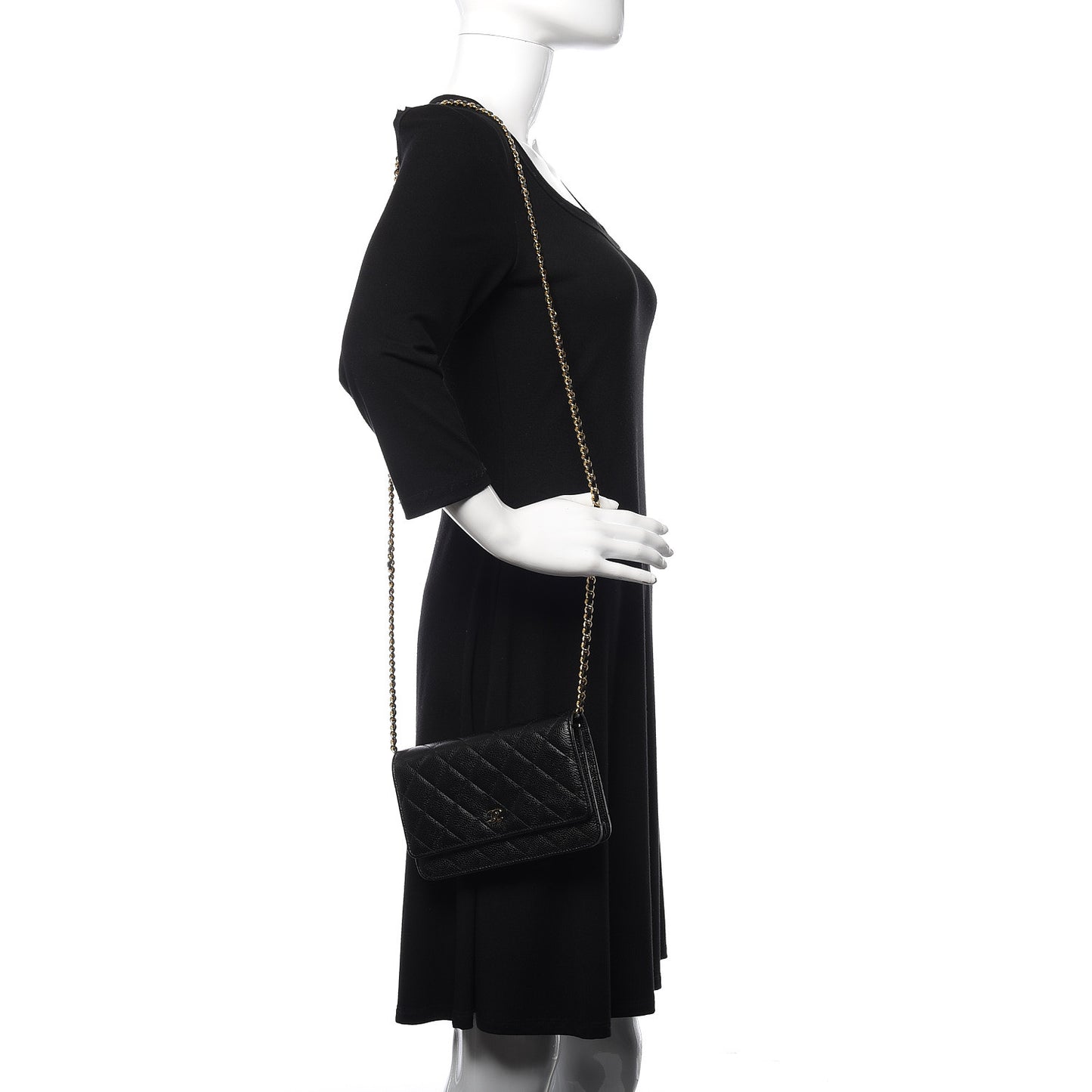 Caviar Quilted Wallet On Chain WOC Black