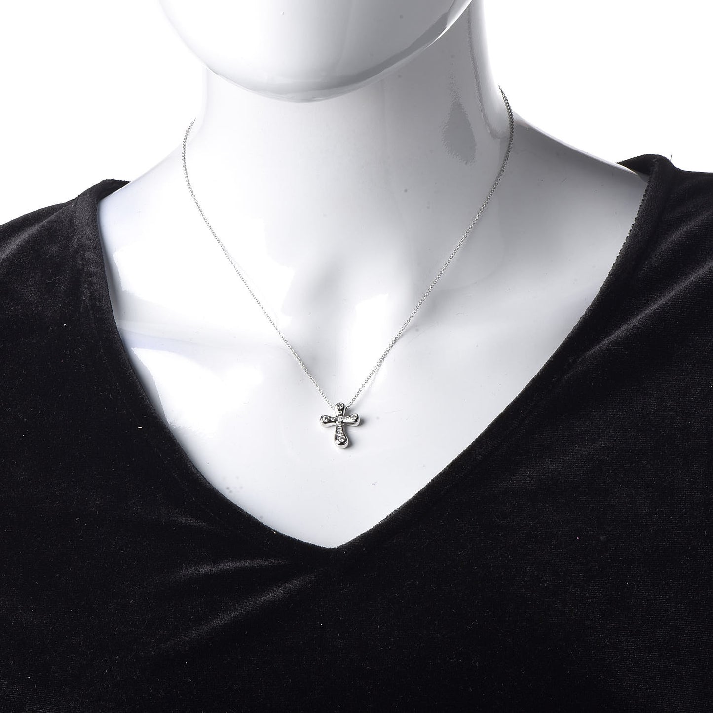 Platinum Diamond 16mm Elsa Peretti Cross Pendant Necklace