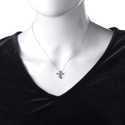 Tiffany Platinum Diamond 16mm Elsa Peretti Cross Pendant Necklace 2 of 7
