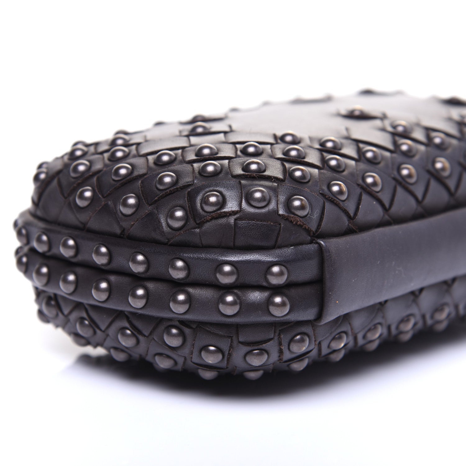 Bottega Veneta Waxy Nappa Intrecciato Knot Studded Clutch Black 6 of 13