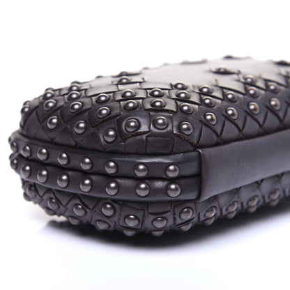 Bottega Veneta Waxy Nappa Intrecciato Knot Studded Clutch Black 6 of 13