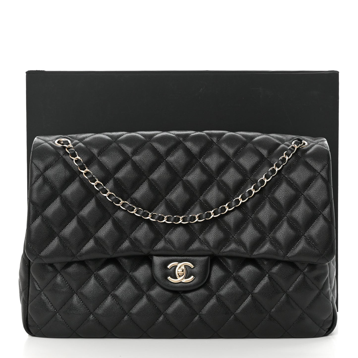 Caviar Quilted XXL Travel Flap Bag Black