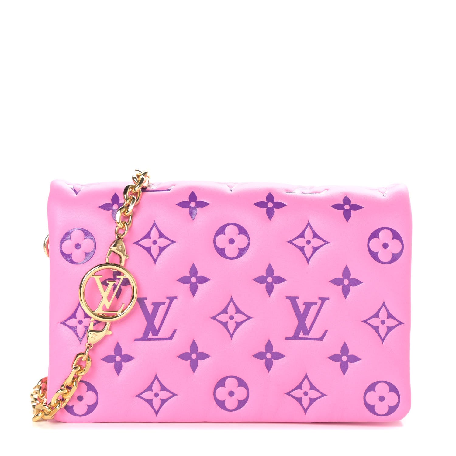 Louis Vuitton Lambskin Embossed Monogram Vuittamins Pochette Coussin Rose Violet 1 of 8
