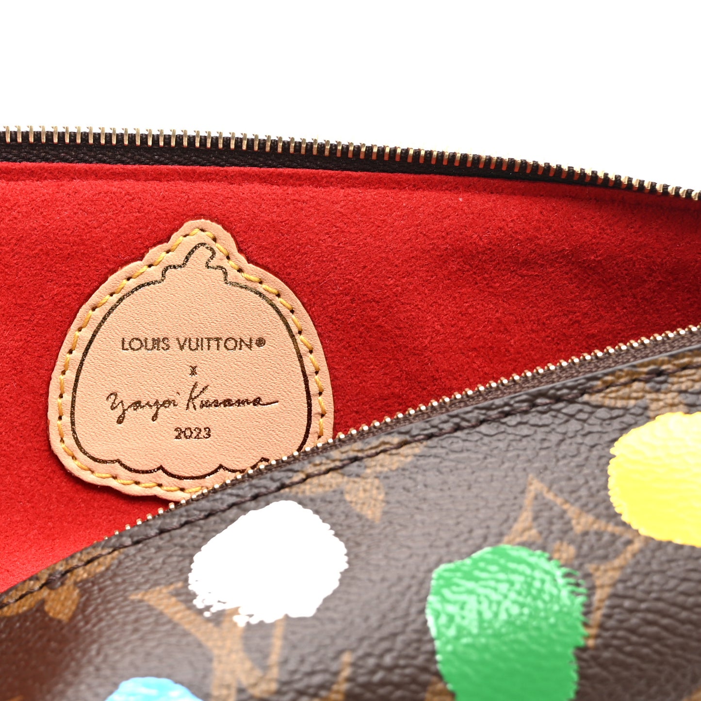 X YK Monogram Dots Elizabeth Pencil Pouch Multicolor