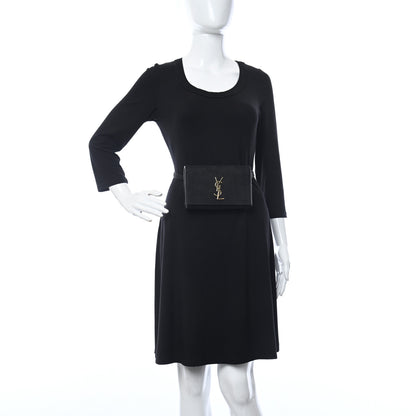 Saint Laurent Suede Crocodile Embossed Monogram Kate Belt Bag Black 2 of 10
