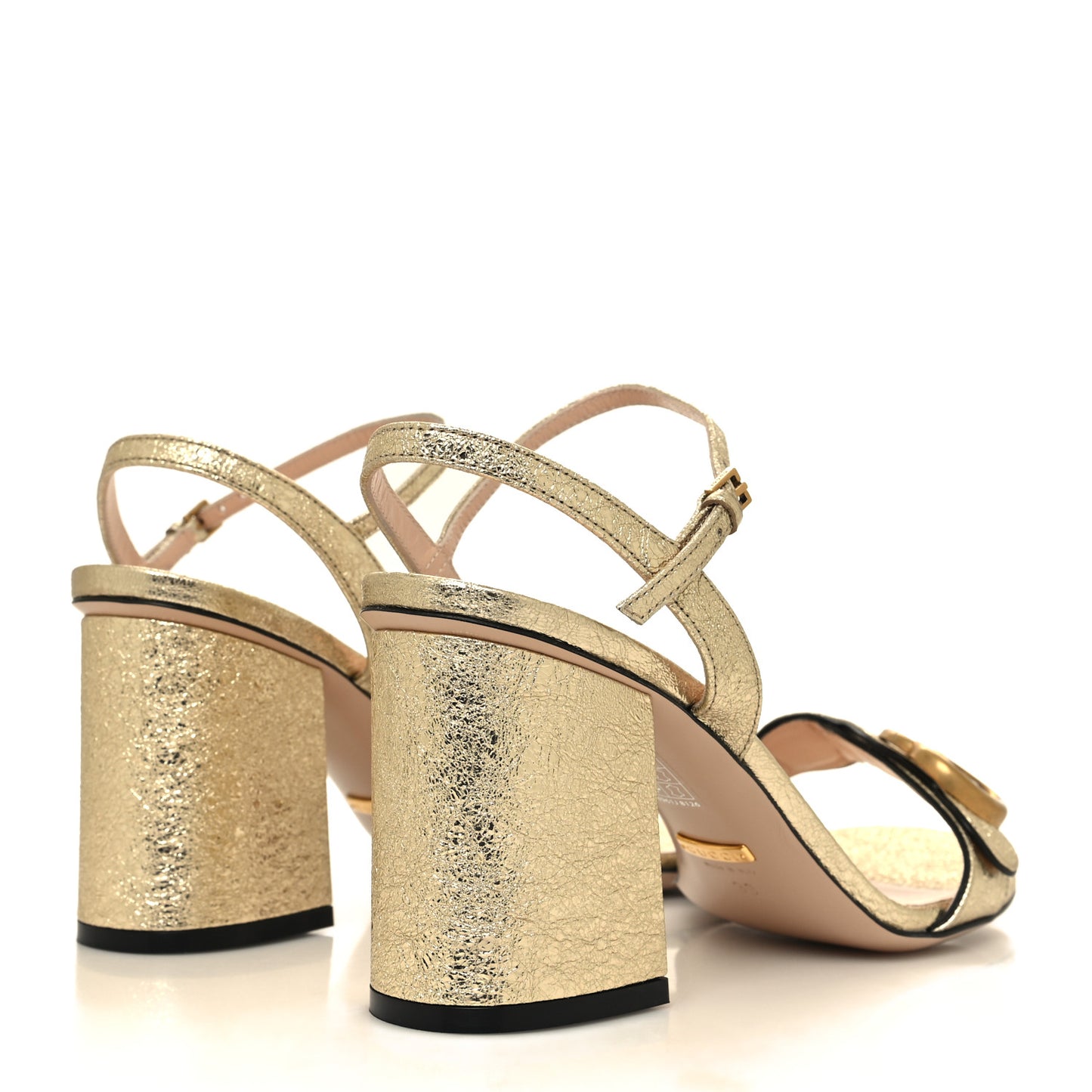 Galassia GG Marmont Ankle Wrap 75mm Sandals 39 Platino