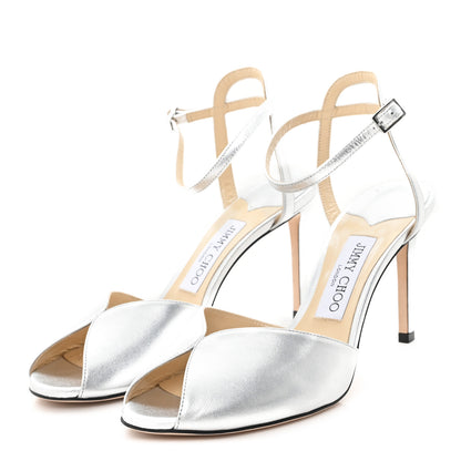 Jimmy Choo Metallic Nappa Sacora 85 Sandals 38.5 Silver 4 of 10