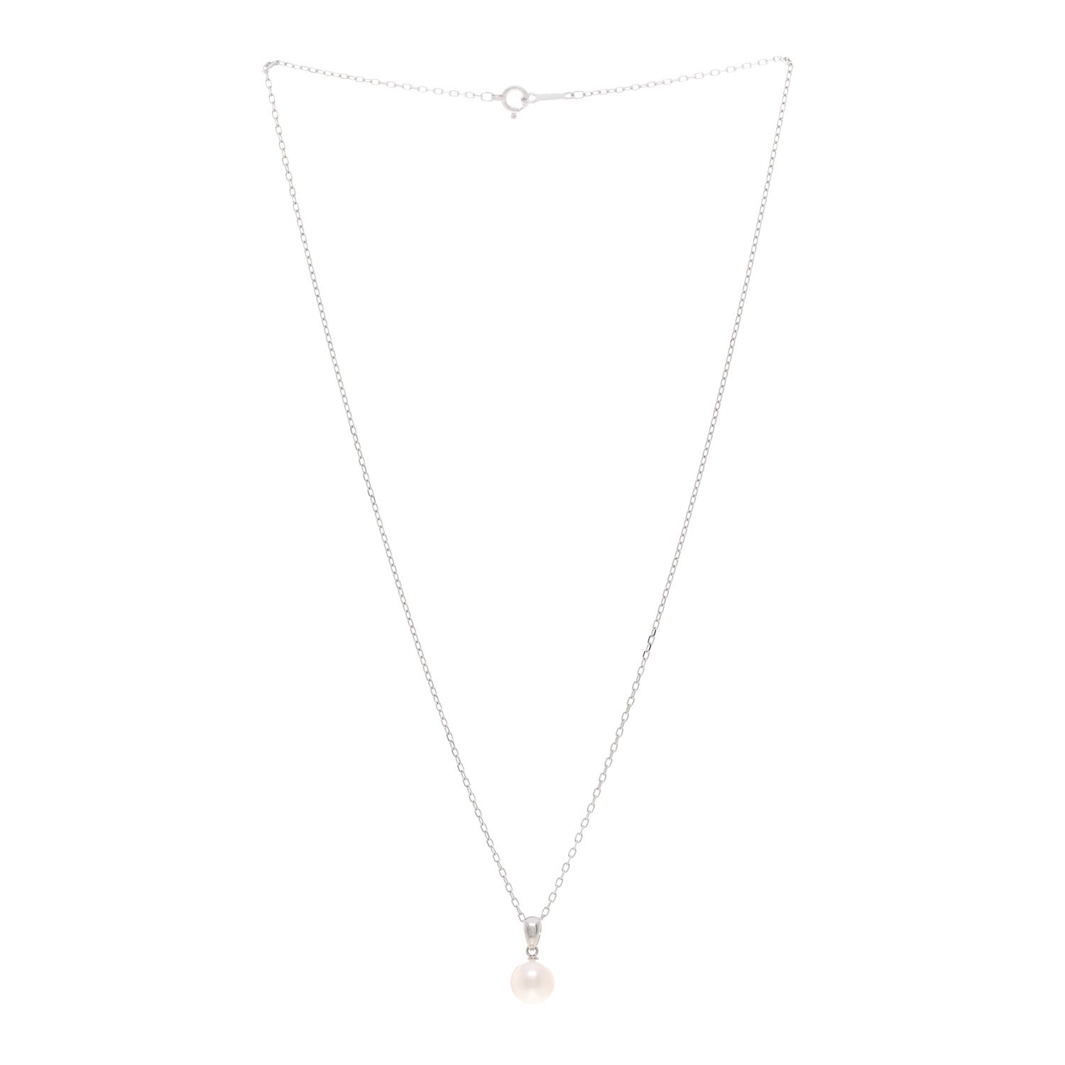Mikimoto 18K White Gold Akoya Pearl 7.5mm Pendant Necklace 3 of 5