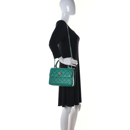 Chanel Lambskin Quilted Small Trendy CC Flap Dual Handle Bag Green 2 of 10