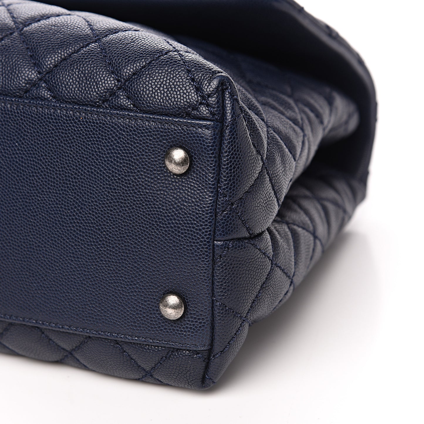Caviar Quilted Medium Coco Handle Flap Navy Blue